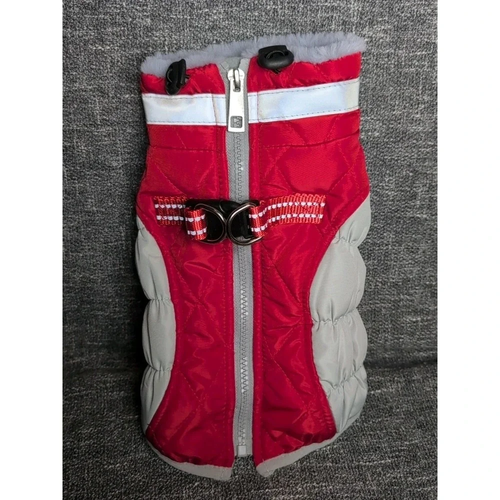Dog Coat Jacket Clothes‎ XS Quilted Fleece Lined Reflective Zip 12